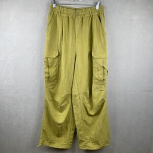 House of Harlow 1960 Green Cargo Pants Wide Leg Lyocell Blend Chartreuse Wmns M